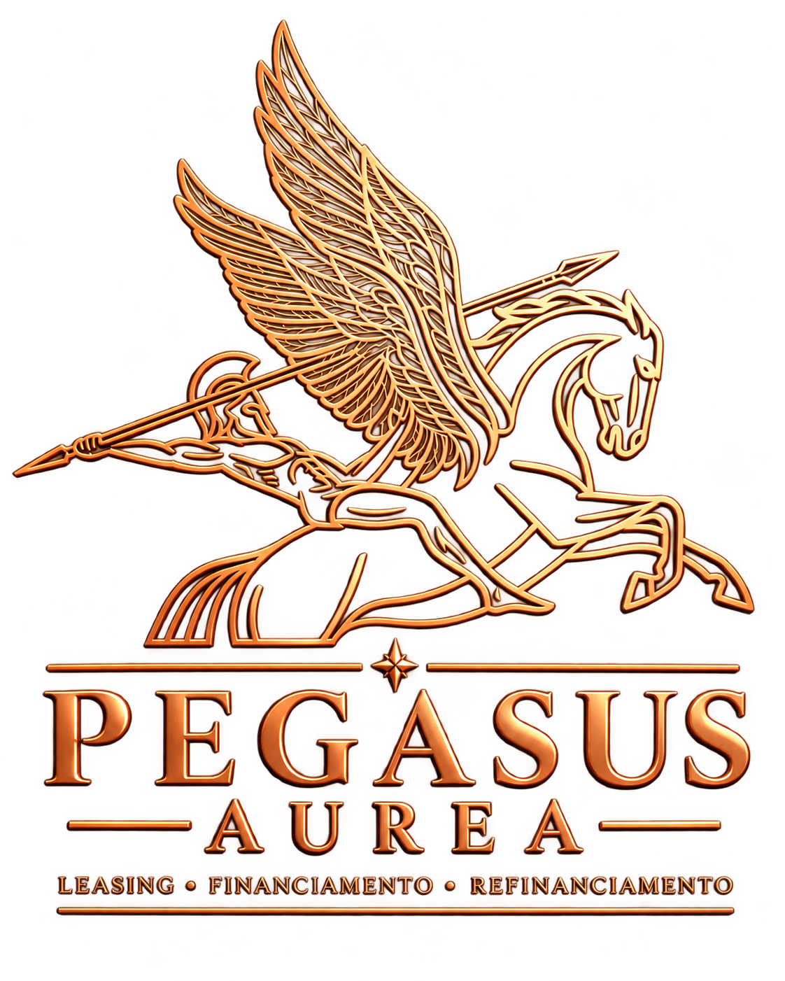Emblema Pegasus Aurea em cobre sobre preto